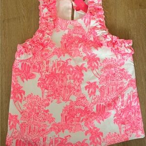NWT: Lilly Pulitzer Pink and White Ruffle Top